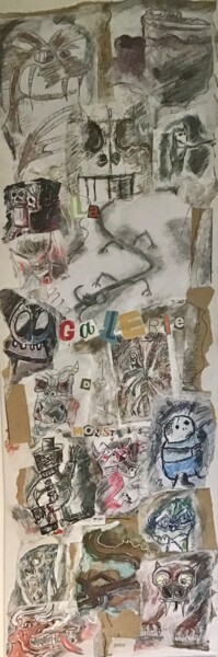 Collagen mit dem Titel "galerie des monstres" von D’Joon, Original-Kunstwerk, Collagen