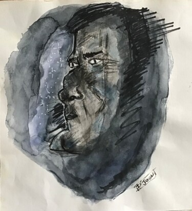 Painting titled "Balade nocturne" by D’Joon, Original Artwork, Watercolor