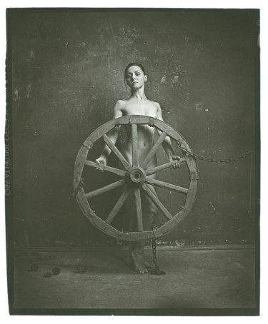 Photography titled "girl with a wheel" by Pavel Titovich, Original Artwork, Analog photography
