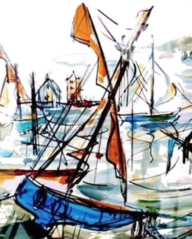 Painting titled "camaret" by Danielle Legendre, Original Artwork, Watercolor