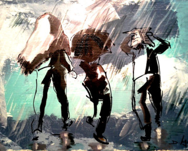 Peinture intitulée "pluie5." par Danielle Legendre, Œuvre d'art originale, Acrylique