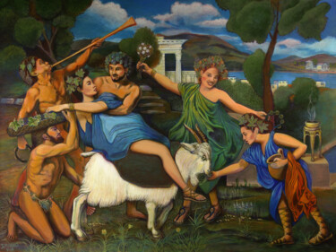 Pintura intitulada "Celebrating Bacchus…" por D-Marko-O, Obras de arte originais, Acrílico Montado em Armação em madeira