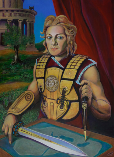 Painting titled "Alexander the Great…" by D-Marko-O, Original Artwork, Acrylic Mounted on Wood Stretcher frame