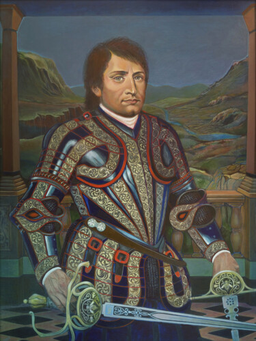 Painting titled "Napoleon Bonaparte…" by D-Marko-O, Original Artwork, Acrylic Mounted on Wood Stretcher frame