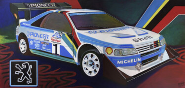 Schilderij getiteld "Peugeot 405 T16 GR…" door D-Marko-O, Origineel Kunstwerk, Acryl