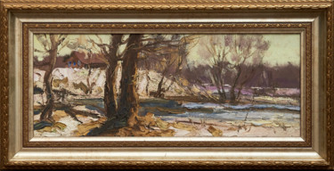Картина под названием "winter landscape" - D Motov, Подлинное произведение искусства, Масло