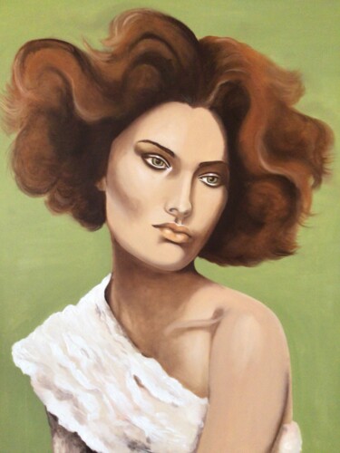Painting titled "ROUSSE" by Noëlle Decombe, Original Artwork, Oil Mounted on Wood Stretcher frame