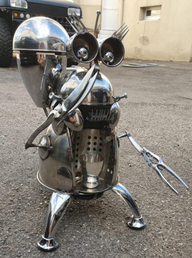 Sculpture titled "Robot Cafetière" by D.S.A.Rt, Original Artwork, Metals