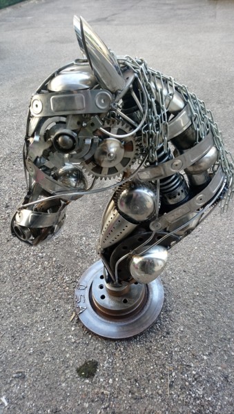 Скульптура под названием "Buste Cheval" - D.S.A.Rt, Подлинное произведение искусства, Нержавеющая сталь