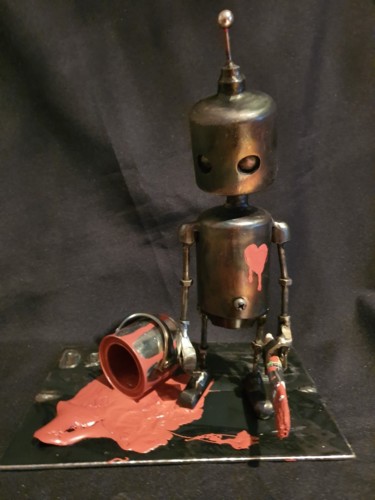 Skulptur mit dem Titel "MD Petit Robot" von D.S.A.Rt, Original-Kunstwerk, Metalle