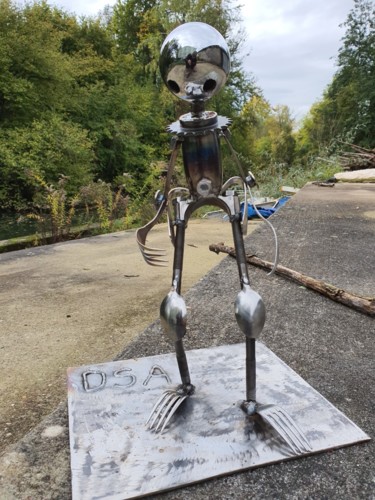 Sculpture titled "B2 Le Petit Robot" by D.S.A.Rt, Original Artwork, Metals