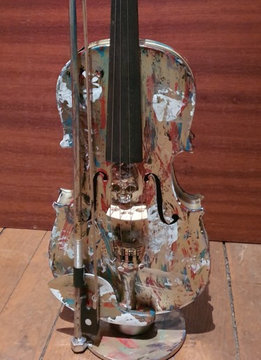 Scultura intitolato "Violon StradiVIRUS" da D.S.A.Rt, Opera d'arte originale, Legno