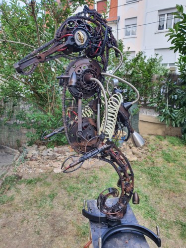 Escultura titulada "Hippocampe Machine…" por D.S.A.Rt, Obra de arte original, Metales