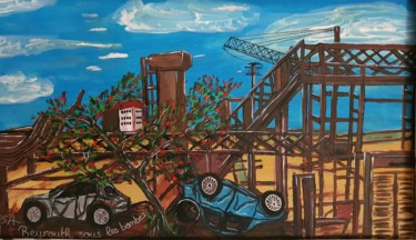 Painting titled "Beyrouth sous les b…" by D.S.A.Rt, Original Artwork, Acrylic Mounted on Wood Stretcher frame