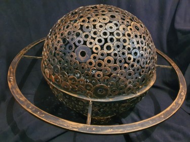 Sculpture titled "Saturne (planète)" by D.S.A.Rt, Original Artwork, Metals