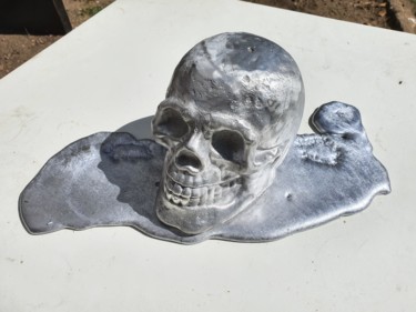 Sculpture titled "Aluminum Skull" by D.S.A.Rt, Original Artwork, Aluminium