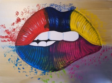 Peinture intitulée "kiss" par D.S.A.Rt, Œuvre d'art originale, Acrylique