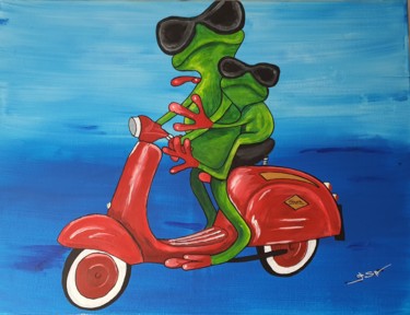 Painting titled "Green Frog" by D.S.A.Rt, Original Artwork, Acrylic