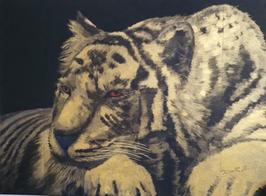 Painting titled "Gold Tiger" by D.S.A.Rt, Original Artwork, Acrylic