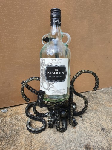 Sculpture titled "The Kraken Black" by D.S.A.Rt, Original Artwork, Metals