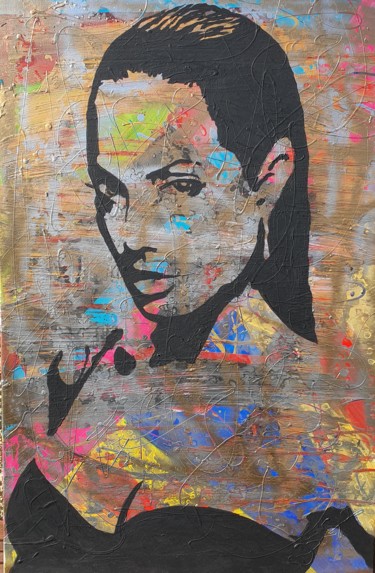 Peinture intitulée "Angelina Jolie" par D.S.A.Rt, Œuvre d'art originale, Acrylique