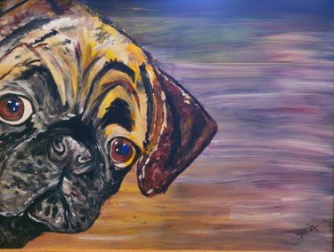 Painting titled "Bouledogue Français…" by D.S.A.Rt, Original Artwork, Acrylic Mounted on Wood Stretcher frame