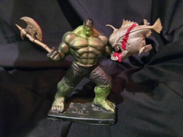 Sculpture titled "HULK VS FUGU" by D.S.A.Rt, Original Artwork, Aluminium