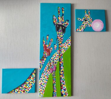 Painting titled "Famille de Girafes" by D.S.A.Rt, Original Artwork, Acrylic