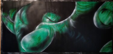 Schilderij getiteld "Robert Bruce Banner" door D.S.A.Rt, Origineel Kunstwerk, Graffiti Gemonteerd op Frame voor houten branc…