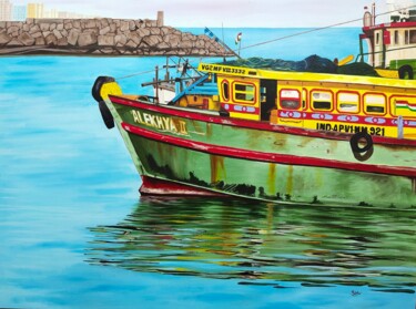 Malerei mit dem Titel "vizag harbour 3" von D Shiva Prasad Reddy Shiva, Original-Kunstwerk, Acryl
