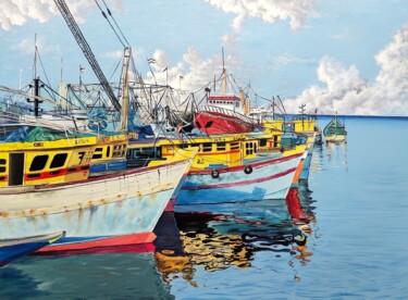 Malerei mit dem Titel "vizag harbour 4" von D Shiva Prasad Reddy Shiva, Original-Kunstwerk, Acryl