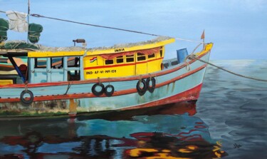 Schilderij getiteld "vizag harbour 9" door D Shiva Prasad Reddy Shiva, Origineel Kunstwerk, Acryl