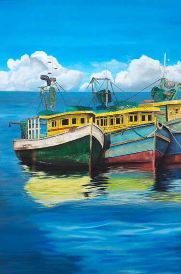 Malerei mit dem Titel "vizag harbour 10" von D Shiva Prasad Reddy Shiva, Original-Kunstwerk, Acryl