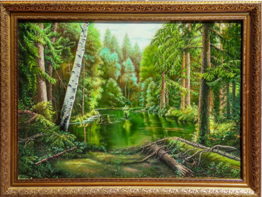 Painting titled "Forest" by Daniel Zhili Bochkov, Original Artwork, Oil