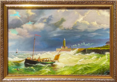 Painting titled "Fishermans" by Daniel Zhili Bochkov, Original Artwork, Oil