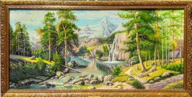 Painting titled "Waterfall" by Daniel Zhili Bochkov, Original Artwork, Oil
