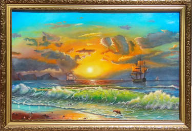 Painting titled "Sunset" by Daniel Zhili Bochkov, Original Artwork, Oil