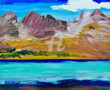 Peinture intitulée "Lac au Nevada" par R Da Ferrera, Œuvre d'art originale, Acrylique