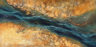 Malarstwo zatytułowany „Stroming 2” autorstwa Daan Corstjens, Oryginalna praca, Akryl Zamontowany na Panel drewniany