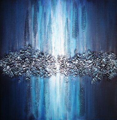 Malarstwo zatytułowany „Licht blauw” autorstwa Daan Corstjens, Oryginalna praca, Akryl Zamontowany na Drewniana rama noszy