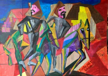 Peinture intitulée "Cavaliers" par Dablart, Œuvre d'art originale, Acrylique