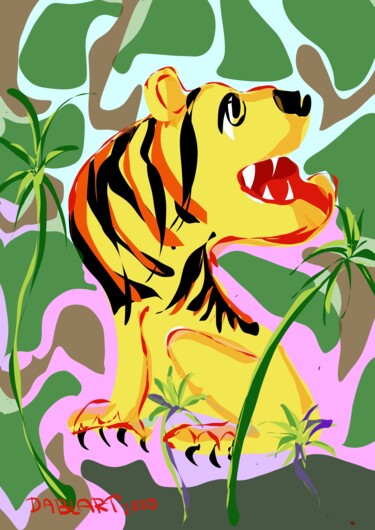 Цифровое искусство под названием "Tiger" - Dablart, Подлинное произведение искусства, Цифровая живопись