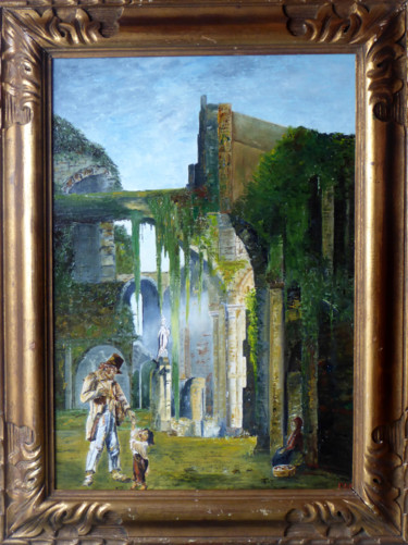 Painting titled "Ruine d'Abbaye  l'a…" by Dab, Original Artwork, Oil
