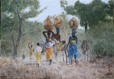 Painting titled "poussiere-sur-la-pi…" by Dab, Original Artwork, Oil