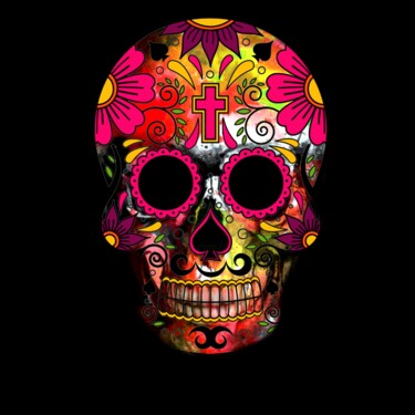 Peinture intitulée "tête de mort mexica…" par Dabu., Œuvre d'art originale, Huile
