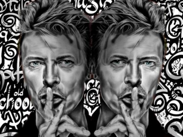 Colagens intitulada "DAVID BOWIE" por Dabu., Obras de arte originais, Tinta