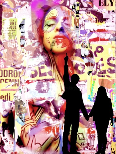 Collages titled "REGARDE" by Dabu., Original Artwork, Acrylic