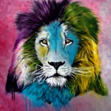 Peinture intitulée "LIONS,JUNGLE,FÉLINS…" par Dabu., Œuvre d'art originale, Huile