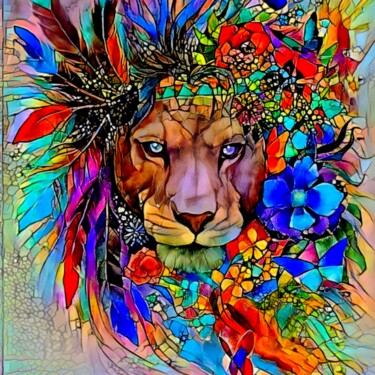 Artes digitais intitulada "lion" por Dabu., Obras de arte originais, Trabalho Digital 2D