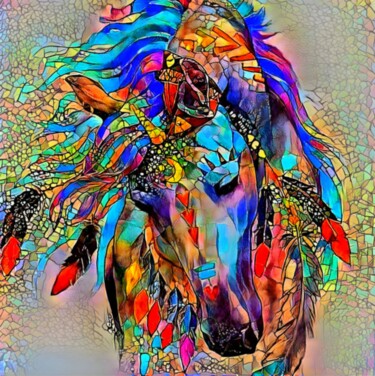 Digital Arts titled "CHEVAL" by Dabu., Original Artwork, Photo Montage